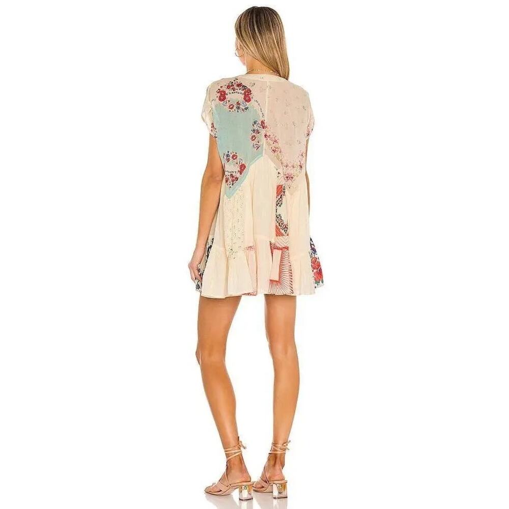 Free People Women's Mended With Scarves Mini Dress Medium New - Picture 2 of 5